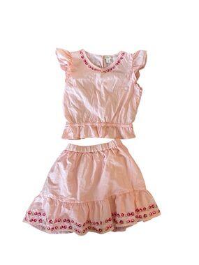 J. Crew Crewcuts, Girls Size 14, Embroidered Two-Piece Set, Peachy Pink